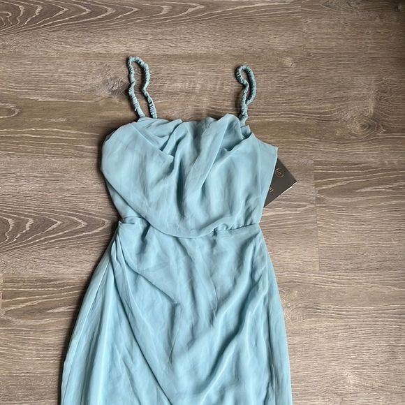 NEW House of CB JAMILLE BABY BLUE DRAPED CORSET MIDI DRESS - Picture 8 of 13